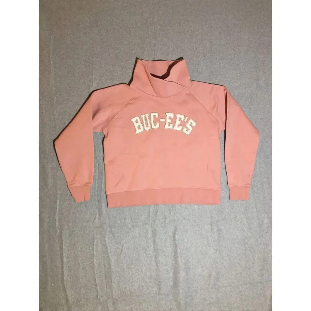 Woman Bucees Buc-ees Sweater Size XS Turtleneck Cropped Pink Winter Embroidered